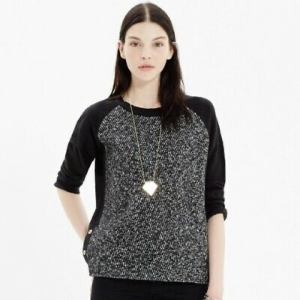 Madewell  Raglan Tweed Front Sweater